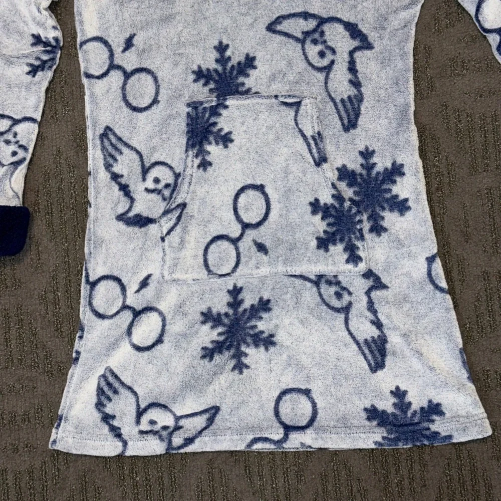 Harry Potter Hoodie Lounger Kids Small Blue Hedwig Faux Fur‎ Fleece